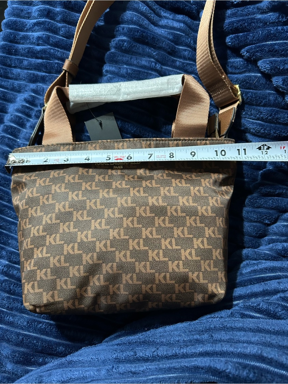Karl Lagerfeld Brown Monogram Crossbody Bag - Picture 14 of 16